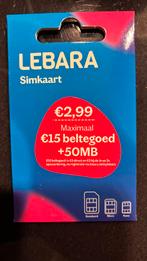 Lebara Prepaid Simkaart - €15 Beltegoed + 50MB, Ophalen, Nieuw, Overige providers, Prepaidkaart