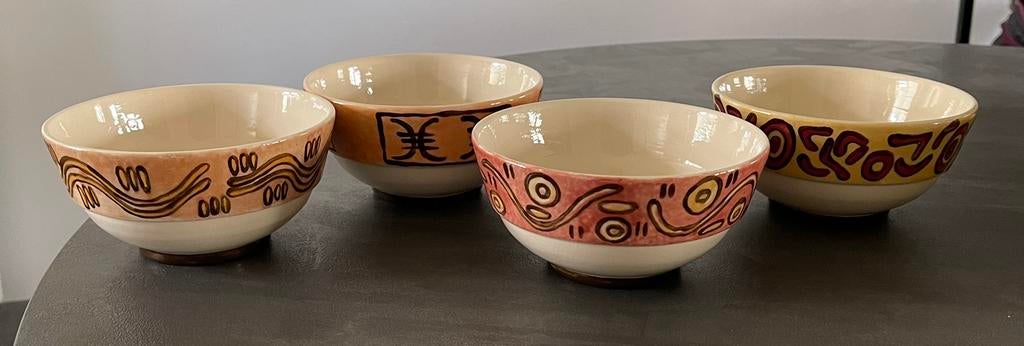 4 unieke gesigneerde schaaltjes, Ophalen of Verzenden