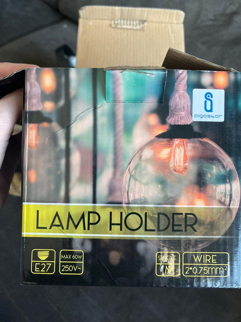 Plafondlamp van touw E27 Max 60W - Rustieke Stijl, Ophalen of Verzenden, Nieuw, Overige materialen