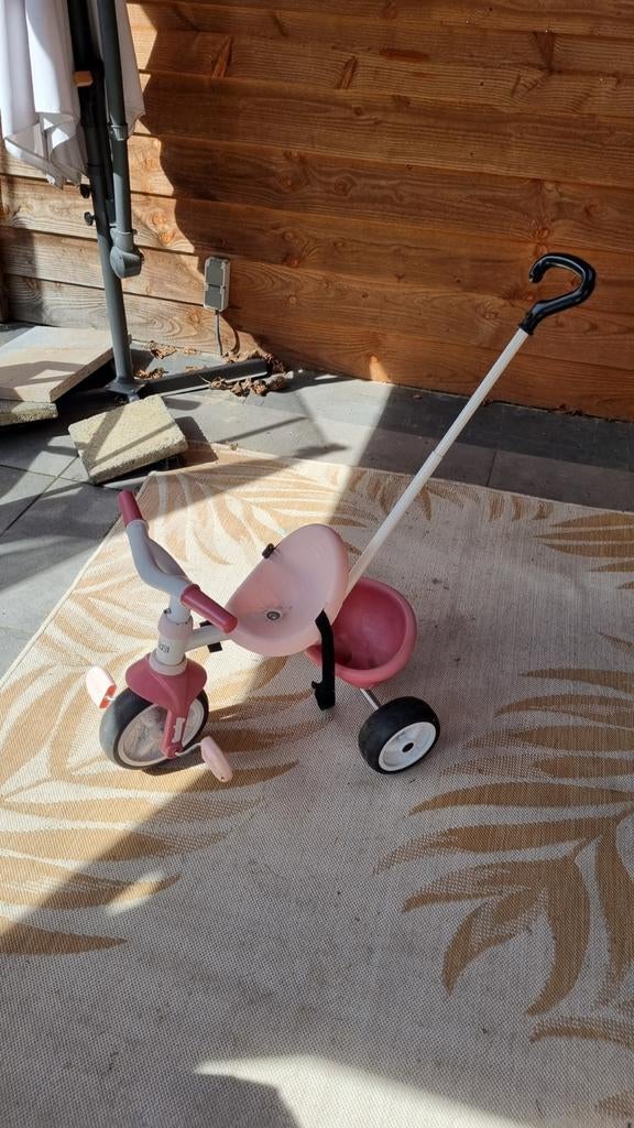 Roze driewieler met duwstang, Ophalen, Terugtraprem, Gebruikt, Onbekend