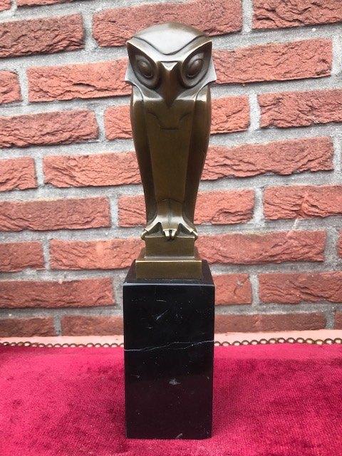 fraai bronzen beeld gestileerde uil, Ophalen of Verzenden, Brons