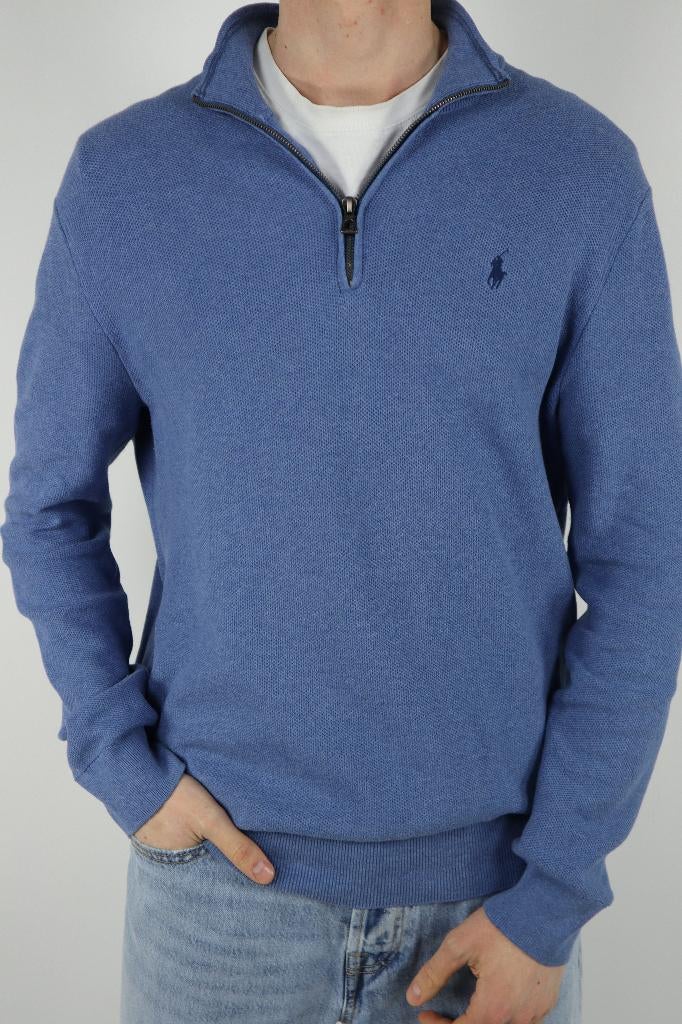 Ralph Lauren trui met kwart rits - L, Maat 52/54 (L), -, Blauw, -