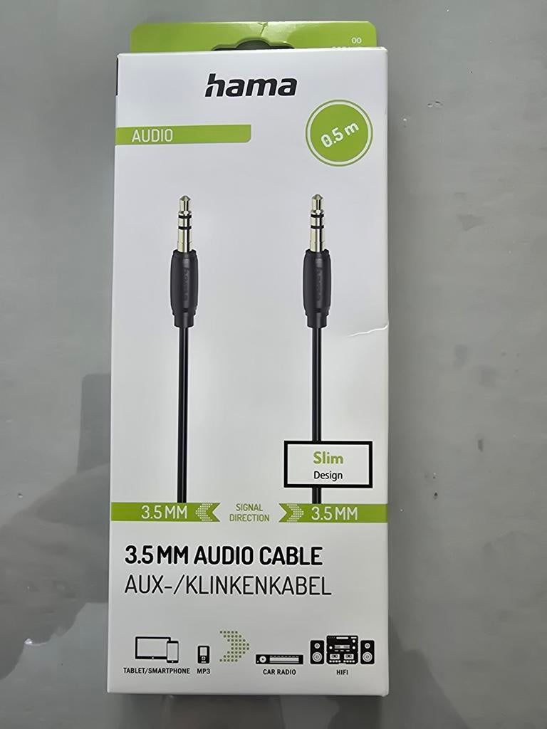 Hama 3.5mm Audio Kabel AUX-/Klinkenkabel 0.5m, Ophalen of Verzenden, Nieuw, Minder dan 2 meter, Overige kabels