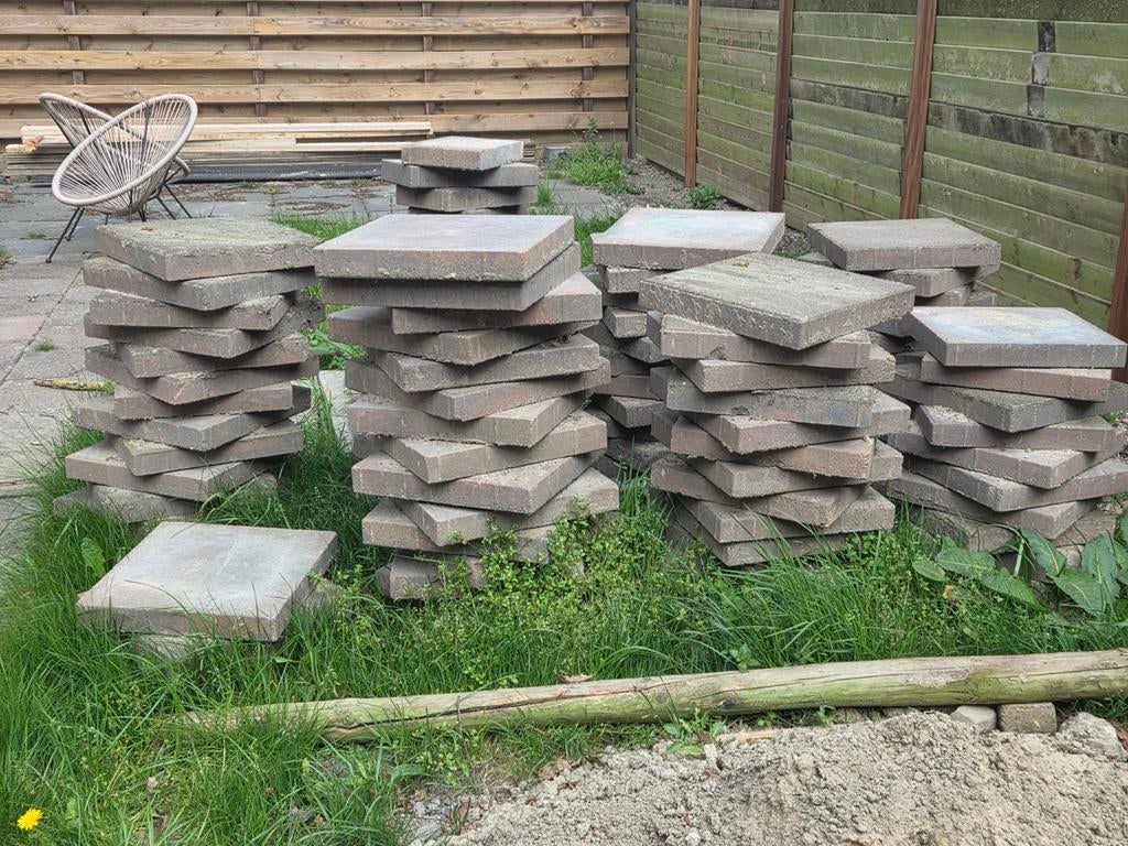 Tuin stenen ongeveer 100 tegels, Tuin en Terras, Tegels en Klinkers, Ophalen, Gebruikt, Beton, Terrastegels