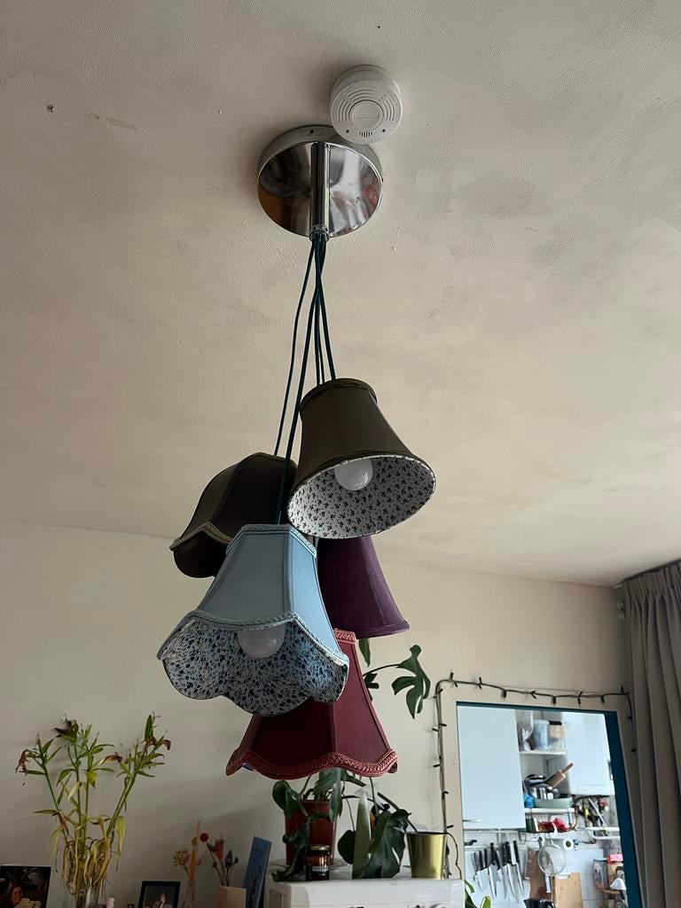 Kare Design Saloon Flowers hanglamp - 5 lampenkappen, Ophalen, Zo goed als nieuw, Stof, 75 cm of meer