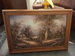 Schilderij met landschap en houten lijst, Antiek en Kunst, Ophalen of Verzenden