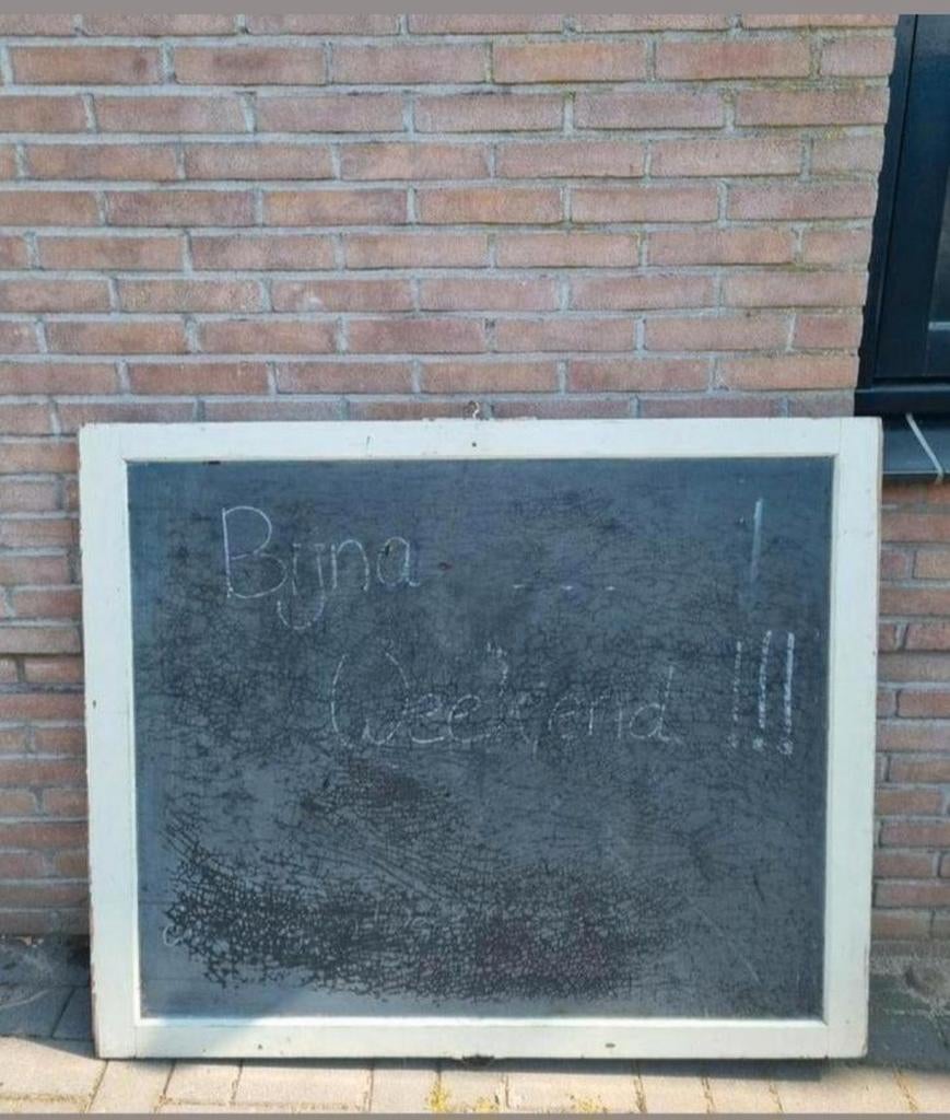 Xl vintage oud schoolbord memo retro schilderij, Ophalen of Verzenden, Gebruikt, Krijtbord