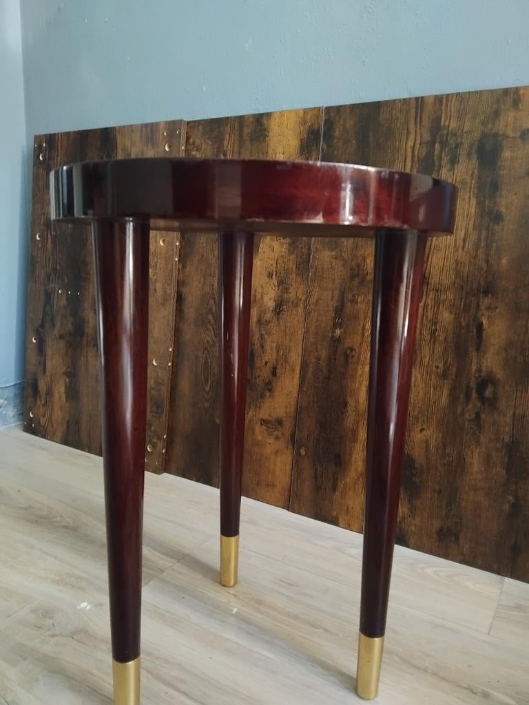 Vintage bijzettafel met messing details, Huis en Inrichting, Tafels | Bijzettafels, Ophalen, Minder dan 45 cm, Minder dan 55 cm