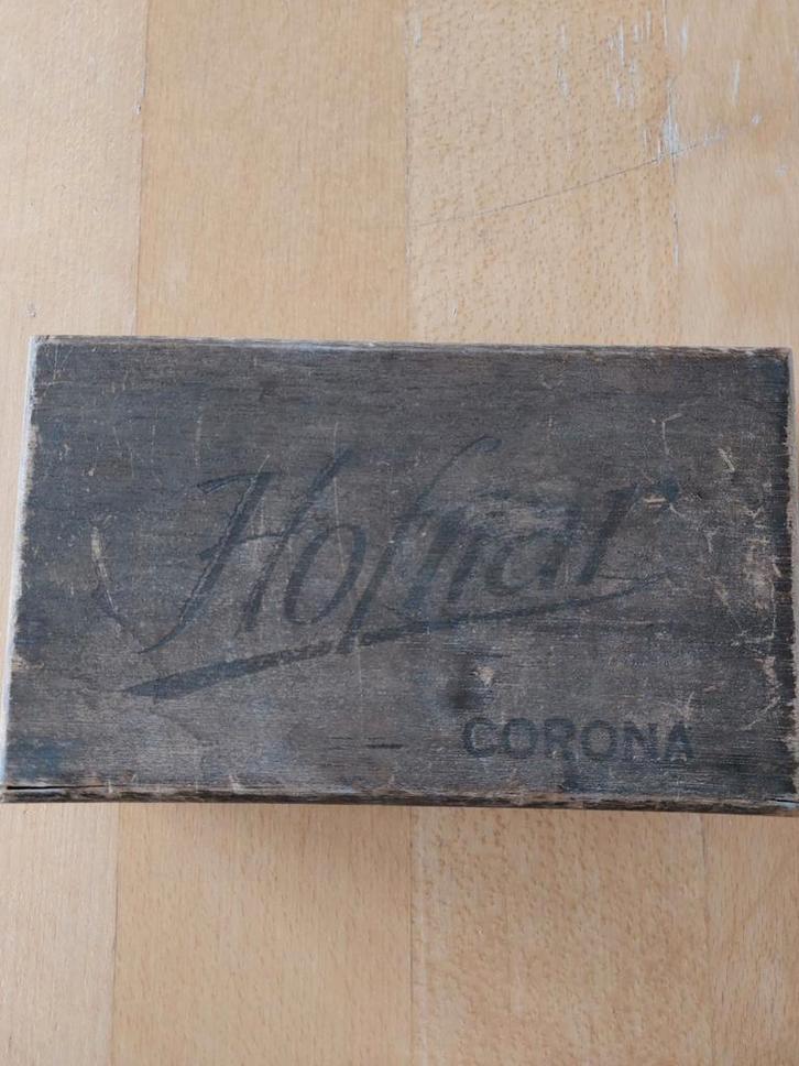 Vintage scheer- en tondeuseset in sigarendoos, Antiek en Kunst, Antiek | Overige Antiek, Ophalen of Verzenden