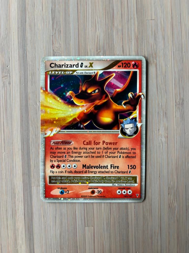 Charizard G LV.X Pokémon Kaart - Platinum Arceus 143/147, Ophalen of Verzenden, Zo goed als nieuw, Losse kaart, Foil