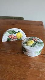 Vintage keramiek servethouder en potje fruit, Ophalen of Verzenden, Zo goed als nieuw