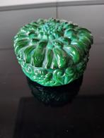 Vintage Groene Malachiet Glazen Sieradendoosje, Ophalen of Verzenden