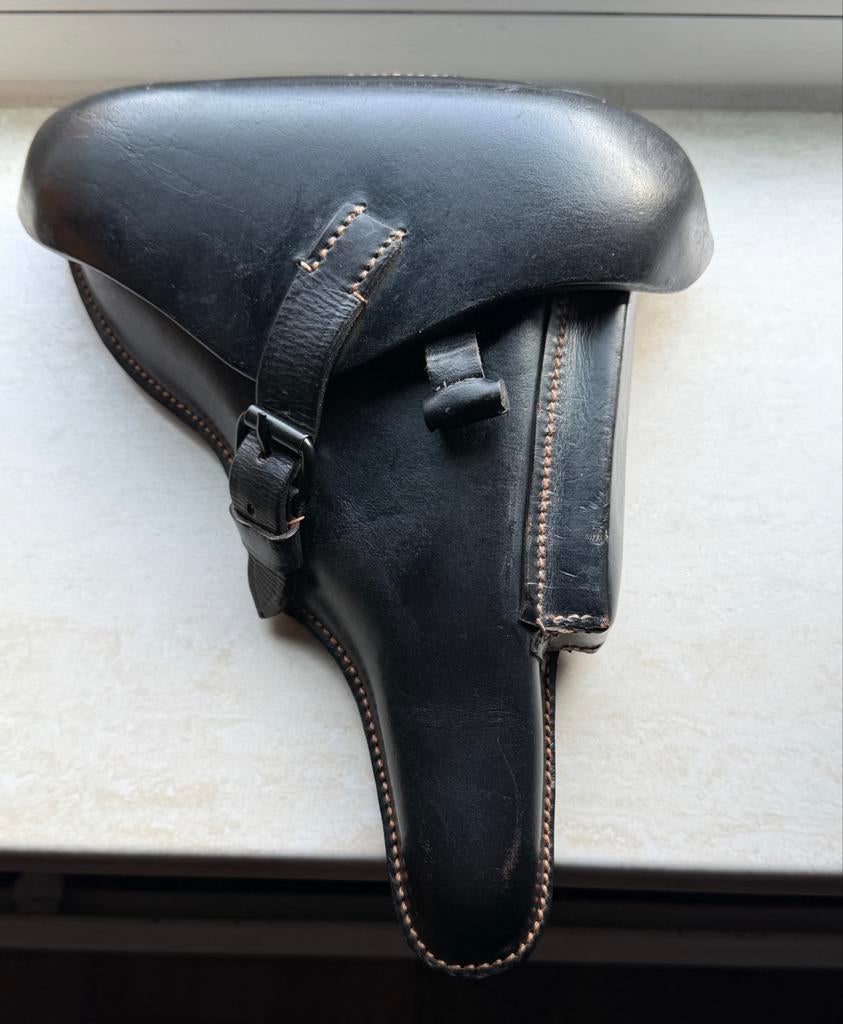 P08 Luger Holster - Zwart Leer, Ophalen of Verzenden, Landmacht, Duitsland, Overige typen