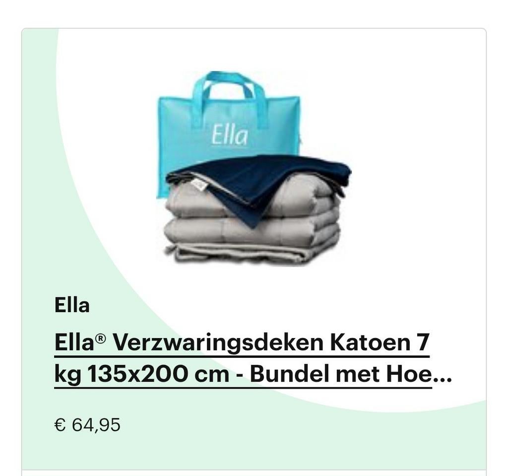 Ella verzwaringsdeken 135x200, 7 kg met 2 hoezen, Ophalen, Eenpersoons, Grijs, Deken of Dekbed