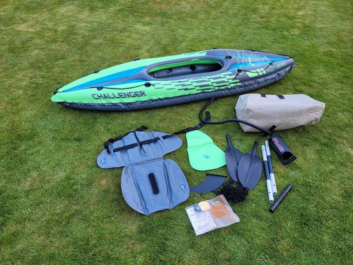 Intex Challenger K1 Kajak - Opblaasbaar, Compleet Set, Watersport en Boten, Kajaks, Zo goed als nieuw, 1-persoons, Opblaasbaar