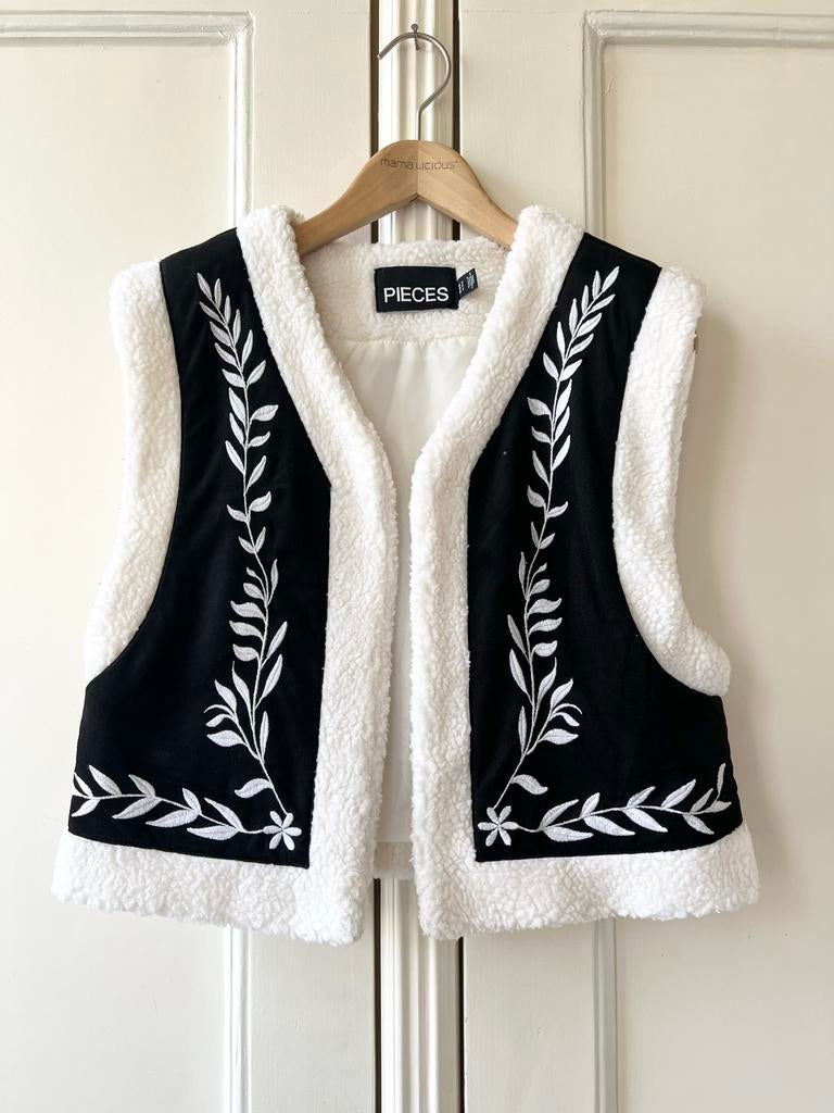 Pieces bodywarmer zwart met wit, maat S, Kleding | Dames, Bodywarmers, P, Zwart, P, P