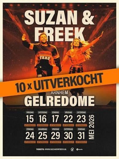 3 tickets concert Suzan & Freek 22 mei 2026 staanplaatsen, Tickets en Kaartjes, Drie personen of meer, Mei