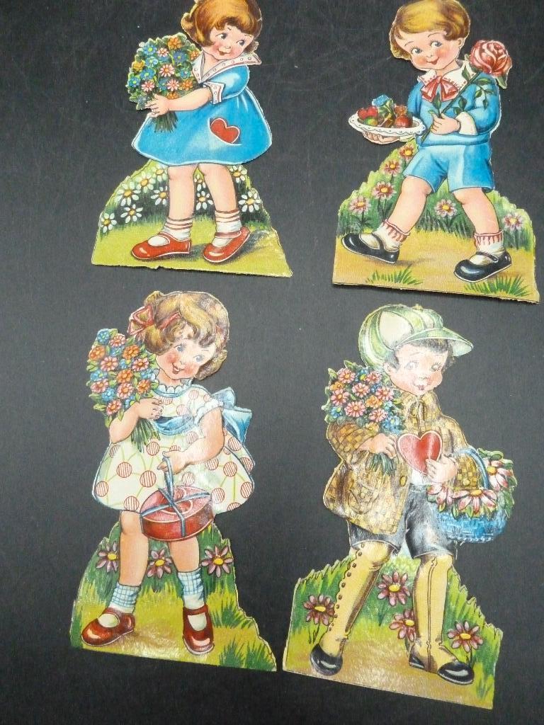 4 antieke poëzieplaatjes Valentijn, Ophalen of Verzenden