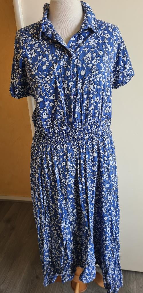 Blauwe zomerjurk van Miljuschka maat 44, Maat 42/44 (L), Ophalen of Verzenden, Zo goed als nieuw, Onder de knie