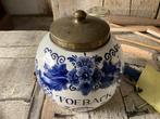 Delfts Blauw tabaks pot met messing deksel, Antiek en Kunst, Ophalen of Verzenden