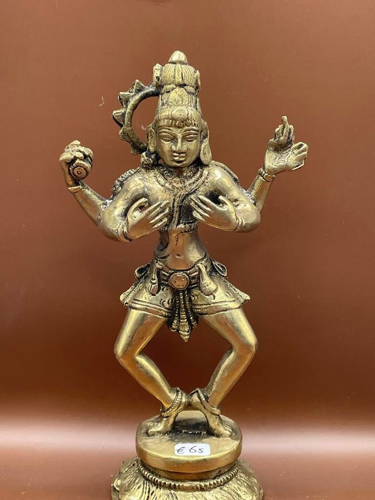 Koperkleurig Shiva Nataraja beeldje van messing, Antiek en Kunst, Kunst | Beelden en Houtsnijwerken, Ophalen of Verzenden