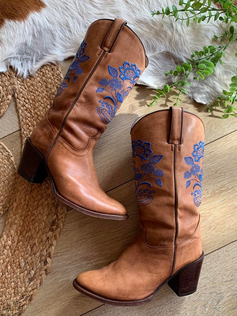 Tony Mora flowerboots 38 retro boots campus blokhak laarzen, Kleding | Dames, Schoenen, Hoge laarzen, -, Ophalen of Verzenden