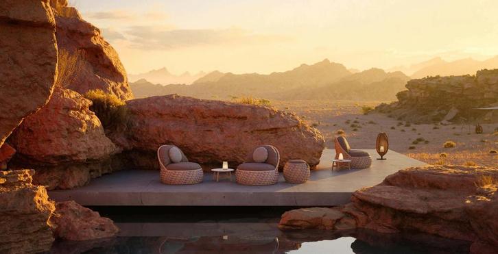 Dedon Dala Lounge chair 3 stuks + bijzettafel LP 3.180,- p/s, Tuin en Terras, Overige Tuin en Terras, Zo goed als nieuw, Ophalen of Verzenden