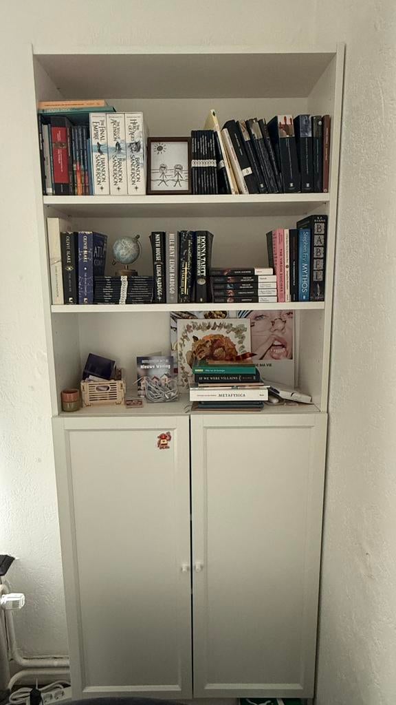 Ikea boekenkast Billy/Oxberg wit met deurtjes, Ophalen, Gebruikt, 200 cm of meer, 50 tot 100 cm