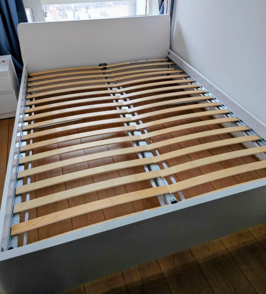 IKEA Askvoll Bed Frame – 160x200 cm – €50, Ophalen, Wit, Tweepersoons, Zo goed als nieuw