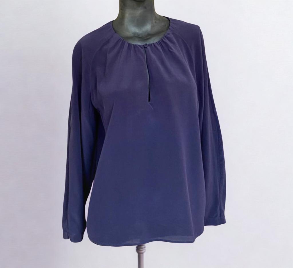 CLOSED luxe Zijden Blouse - Donkerblauw, Maat S, Kleding | Dames, Ophalen of Verzenden, Zo goed als nieuw, Maat 36 (S), Blauw