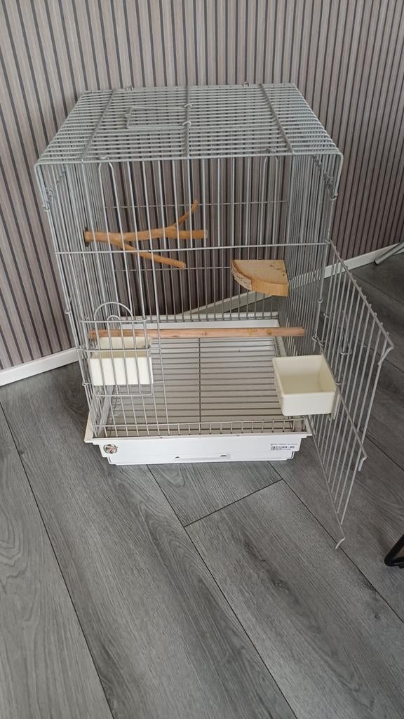 Vogelkooi wit met grijs, Ophalen, Nieuw, Metaal, Vogelkooi