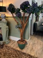 Kunstplant met paarse groen hortensia’s in groene pot, Paars, Kunstplant, Nieuw, Ophalen of Verzenden