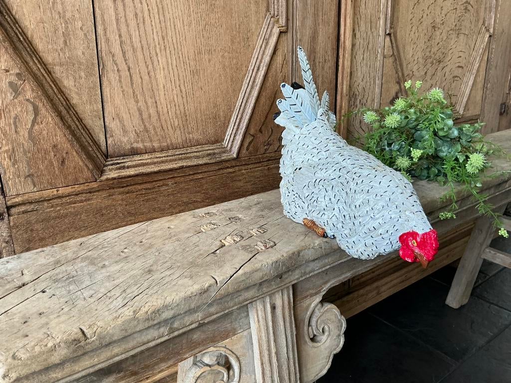 NIEUW hele mooi kip haan kijkend over een rand, Ophalen of Verzenden, Nieuw