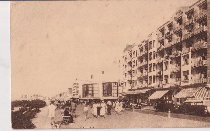 België , Knokke met auto's Hotel de la Digue, Verzamelen, Ansichtkaarten | België, Ongelopen, West-Vlaanderen, 1920 tot 1940, Ophalen of Verzenden