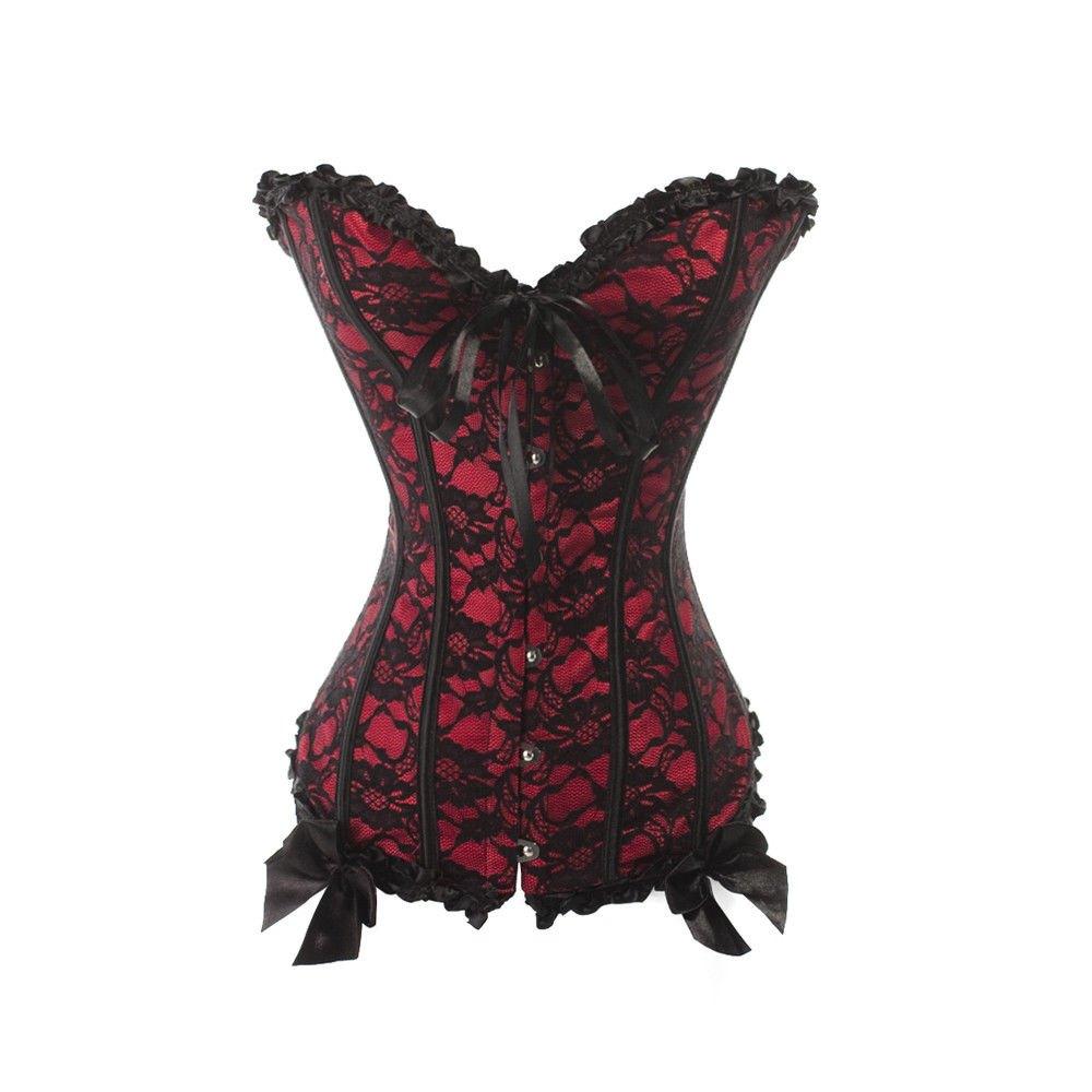 Rode zwarte korset gothic corset sexy dames vrouwen punk, Verzenden, Overige kleuren, Body of Korset