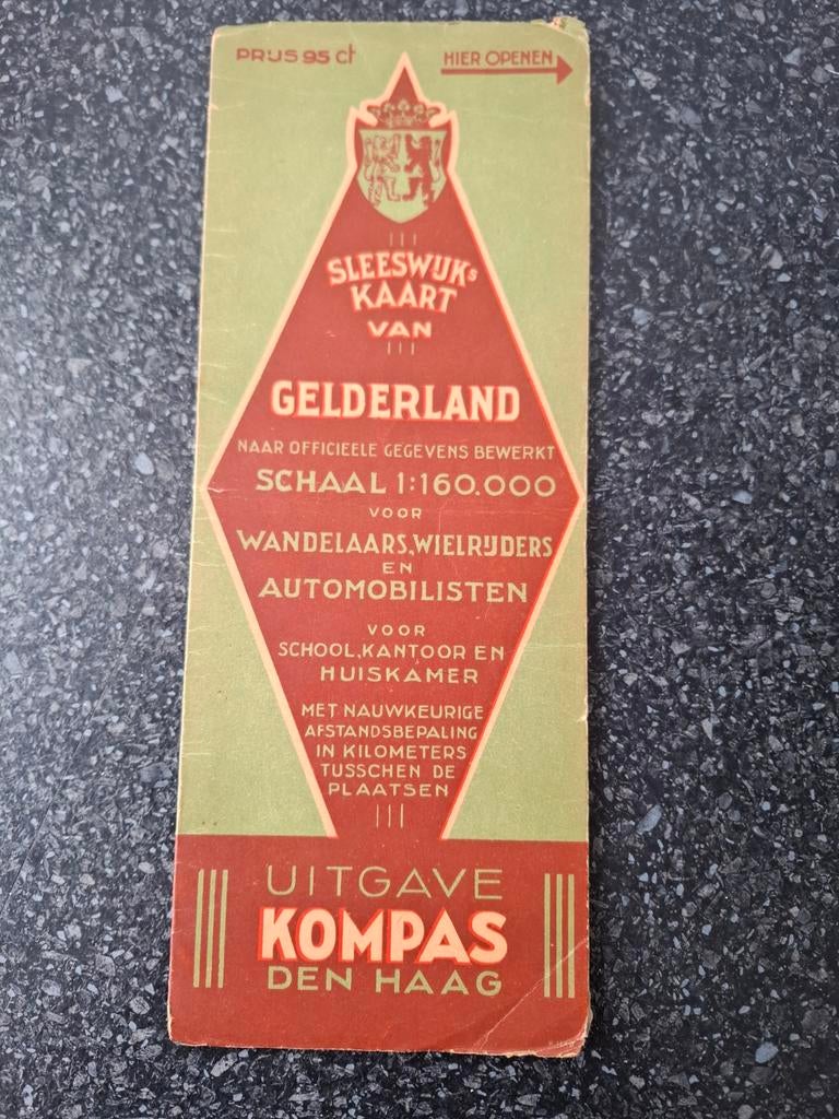 Gelderland 95ct, Boeken, Atlassen en Landkaarten, Gelezen, Ophalen of Verzenden, Landkaart, 1800 tot 2000