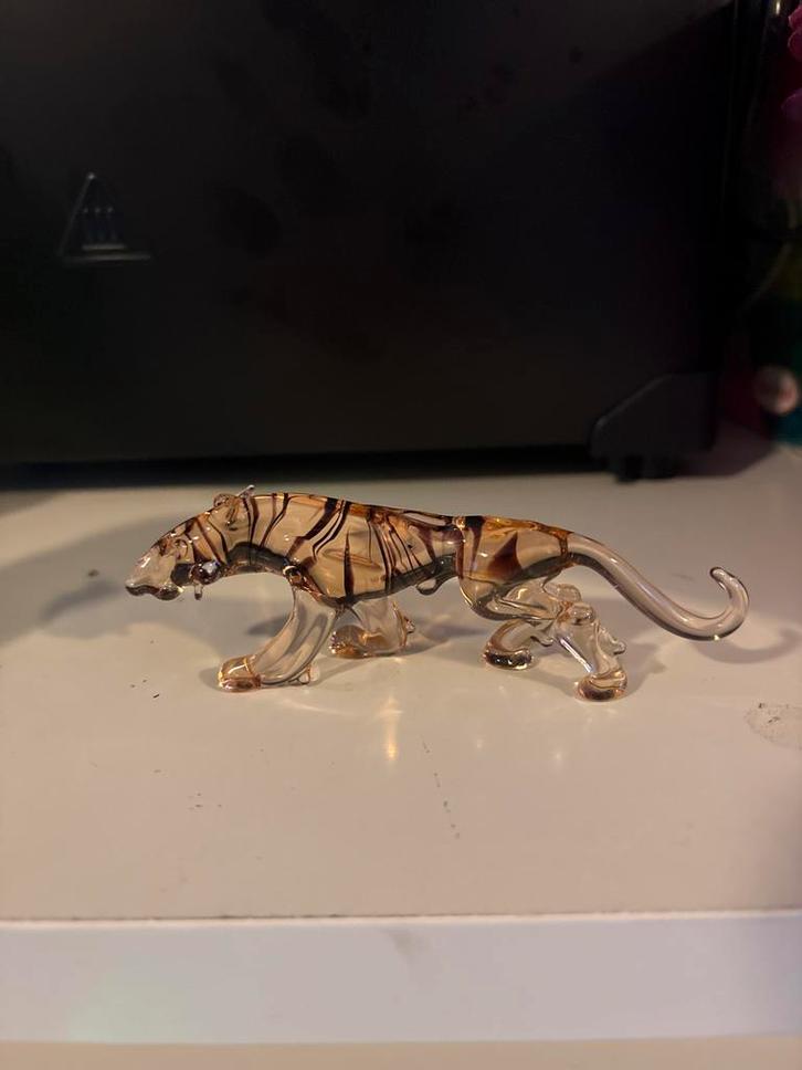 Murano glazen tijger beeldje - 11 cm, Verzamelen, Beelden en Beeldjes, Zo goed als nieuw, Dier, Ophalen of Verzenden
