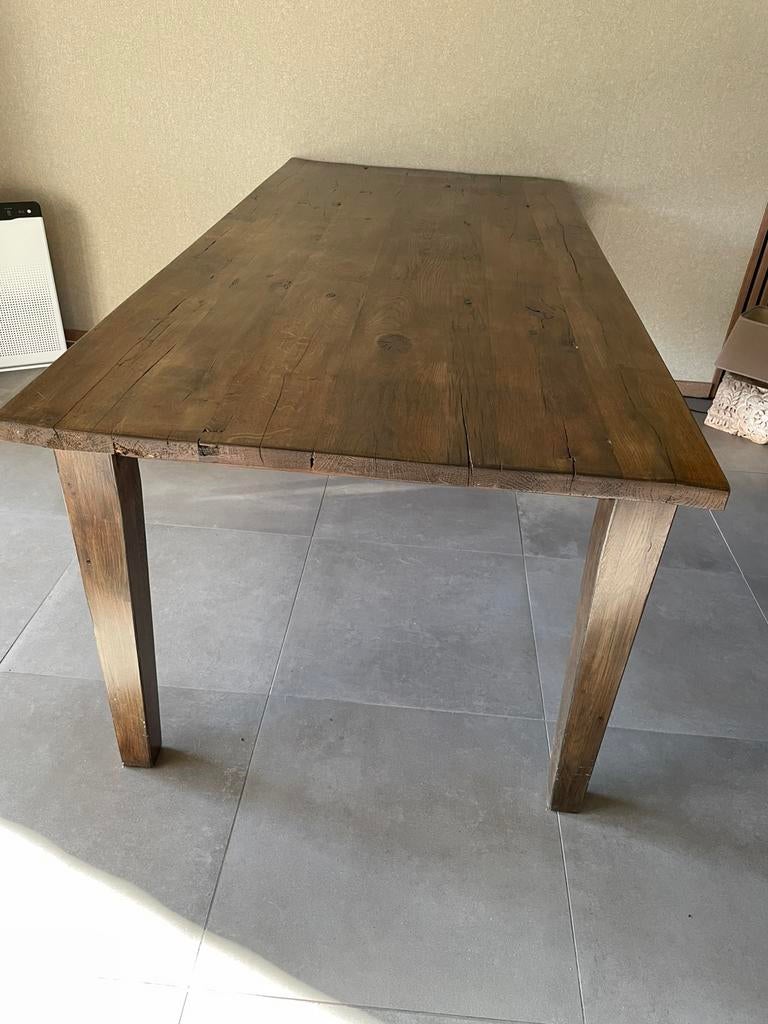 Donker eiken eettafel, Huis en Inrichting, Tafels | Eettafels, Ophalen, Klassiek, Eikenhout, 200 cm of meer