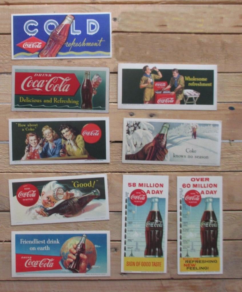 Negen Coca-Cola Blotters Original Vloeiblad Löschpapier USA., Ophalen of Verzenden, Zo goed als nieuw, Gebruiksvoorwerp