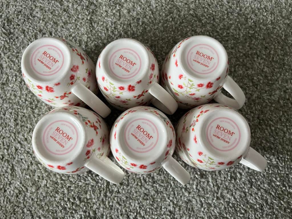 Room Seven koffiemokjes met vrolijke bloemetjes (6 stuks), Huis en Inrichting, Keuken | Servies, Keramiek, Ophalen of Verzenden