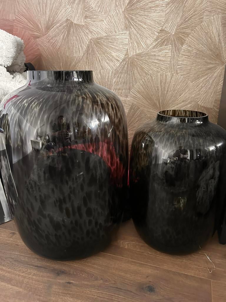 Kara Cheetah vazen, Huis en Inrichting, Woonaccessoires | Vazen, Zo goed als nieuw, Overige kleuren, Minder dan 50 cm, Glas, Ophalen