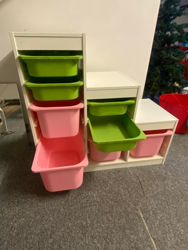 IKEA Trofast opbergcombinatie met bakken (groen/roze), Gebruikt, Kast, 75 tot 100 cm, Minder dan 50 cm