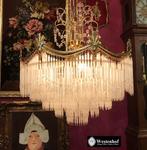 Brocante kristallen kroonluchter barok goud met  staafjes, Ophalen, Gebruikt, Overige materialen