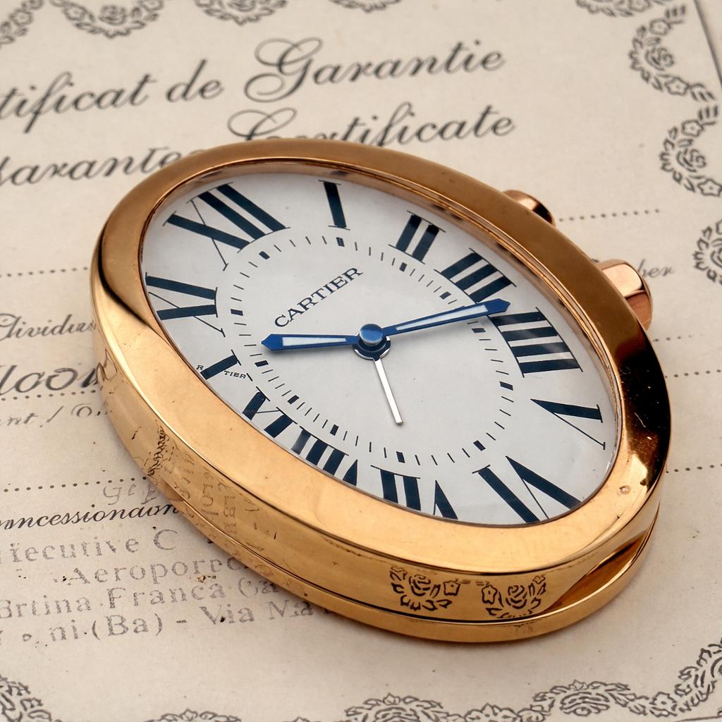Cartier Baignoire Travel Clock – Ref. 3111 Full Set, Sieraden, Tassen en Uiterlijk, Horloges | Heren, Ophalen of Verzenden, Staal
