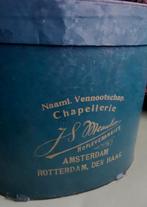 Hoge herenhoed antiek incl originele hoedendoos mt58 Miekje, Ophalen of Verzenden, Heren