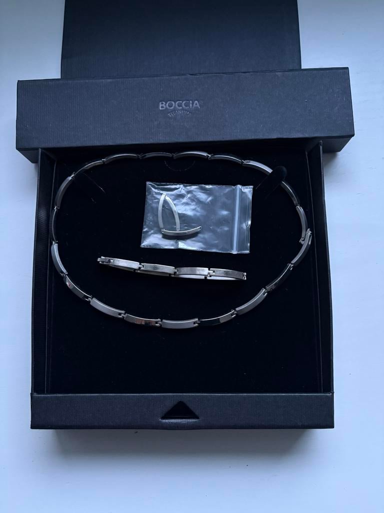 Boccia dames ketting en armband, Sieraden, Tassen en Uiterlijk, Kettingen, Ophalen, Gebruikt, Zilver, Overige materialen