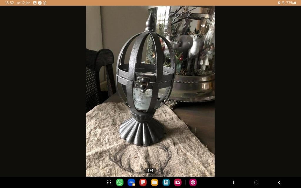 Mooie zware smeedijzeren kandelaar waxinehouder, Antiek en Kunst, Ophalen