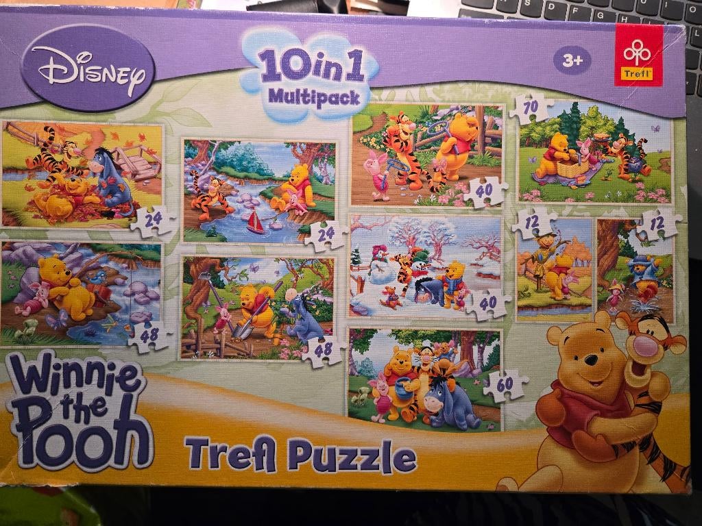 Trefl Disney Winnie de Poeh 10-in-1 puzzelset 3+jaar, Ophalen, Winnie de Poeh of vrienden, Gebruikt, Overige typen