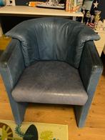2x Rolf Benz 390 fauteuils - Blauw leer, Ophalen, Gebruikt, Leer, 75 tot 100 cm