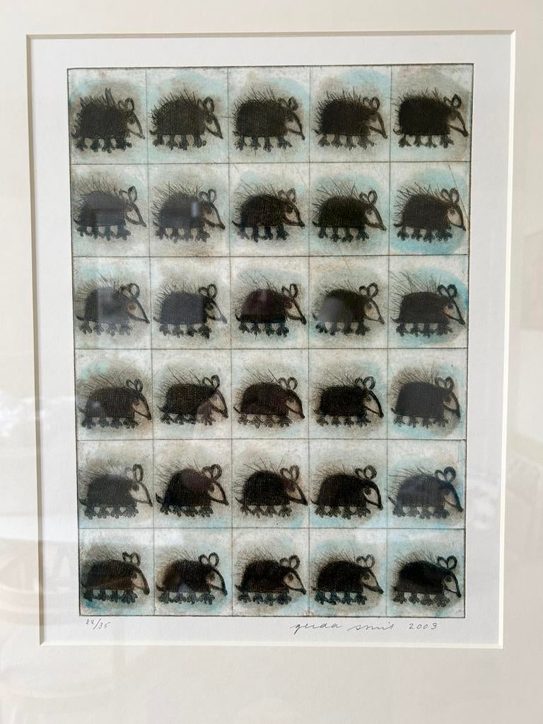 Gerda Smit 2003 ‘Postegels’, Antiek en Kunst, Kunst | Litho's en Zeefdrukken, Verzenden